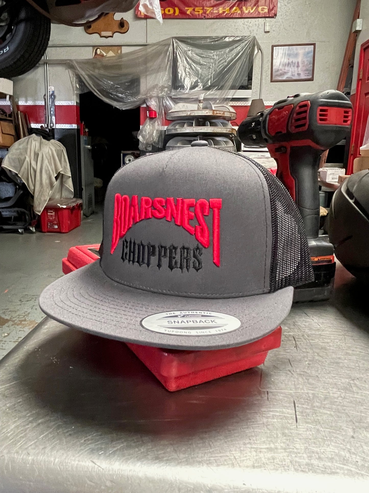 BNC OG Logo Snapback Red on Grey / Grey Mesh trucker